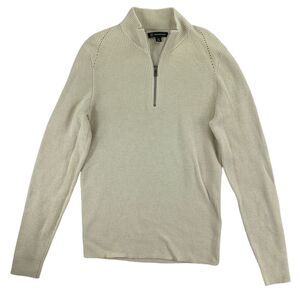 INC Mens Howie 1/4-Zip Pullover Sweater Off White XS